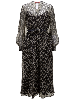 Max Mara Studio Umile Kjole, Navy Chains Print